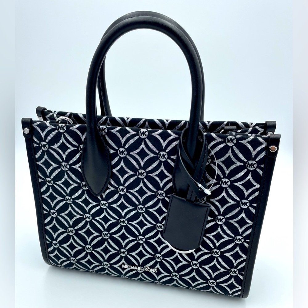 MK Mirella Small Metallic Logo Jacquard Crossbody Bag